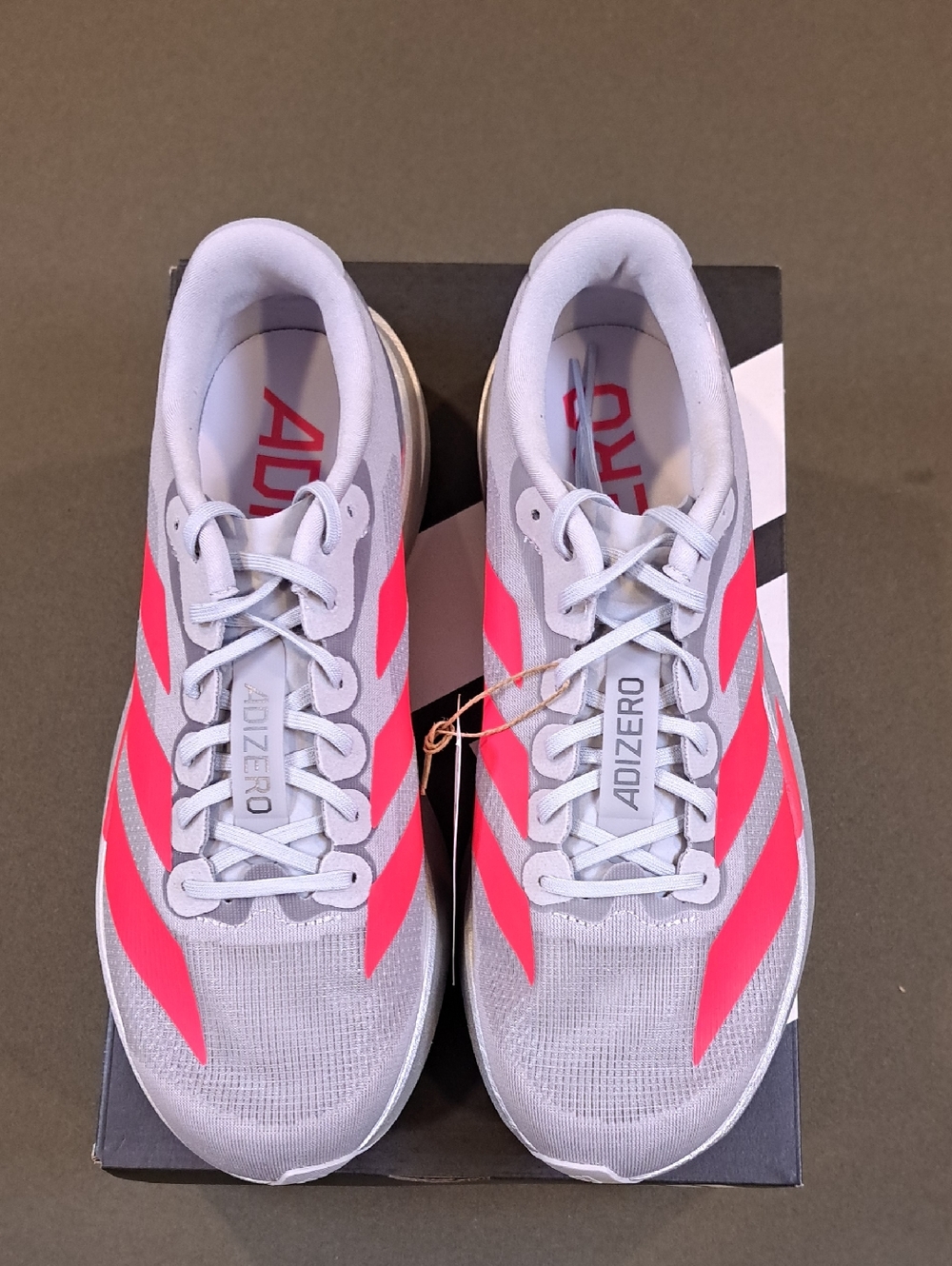 Adidas Adizero EVO SL Shoes - Color: Silver/Red/Iron - Size: Men 9 - Picture 2 of 10